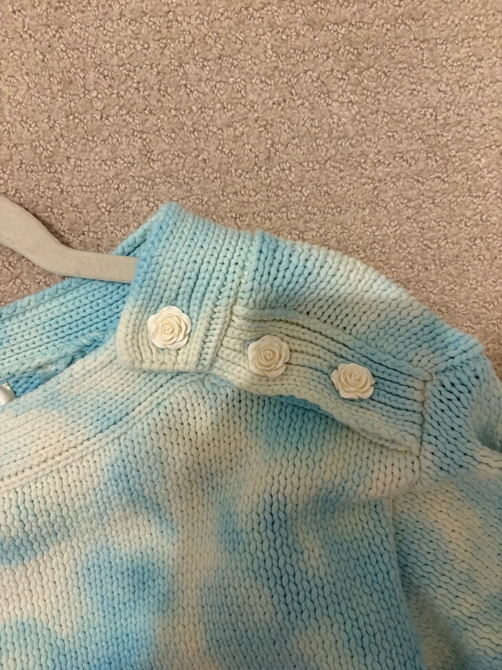 LoveShackFancy Gallatin Pullover Sweater Soft Aqua Hand Dye XS - Picture 6 of 7
